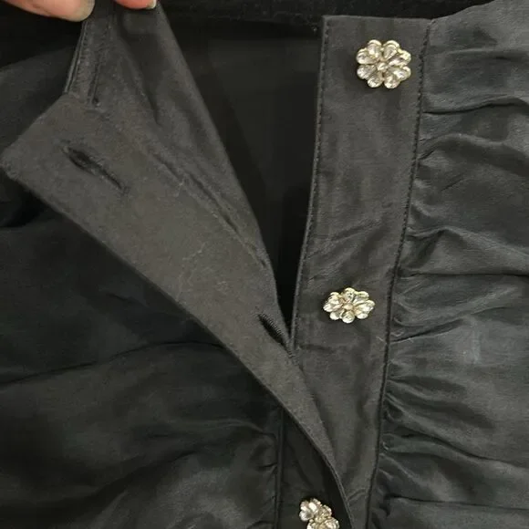 Kate Spade Ruffle Tuxedo Top – Black – Silk Blend – Size L – EUC - Picture 7 of 10